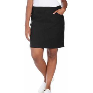 NWT Hilary Radley Ladies' Pull On Skirt Skort Pockets Black Size XL $40 UU036